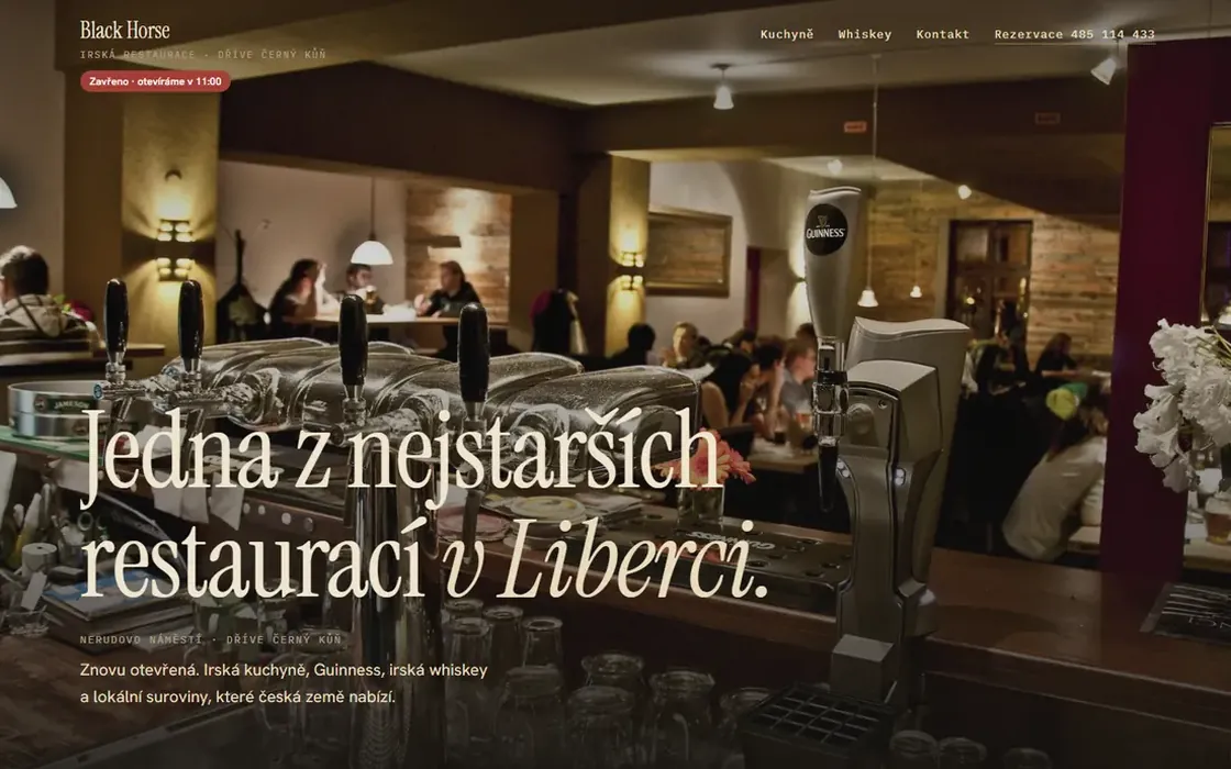 Návrh webu restaurace Black Horse